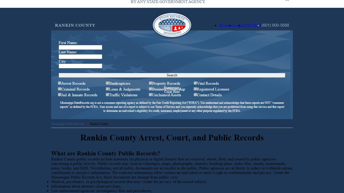 Rankin County Arrest, Court, and Public Records